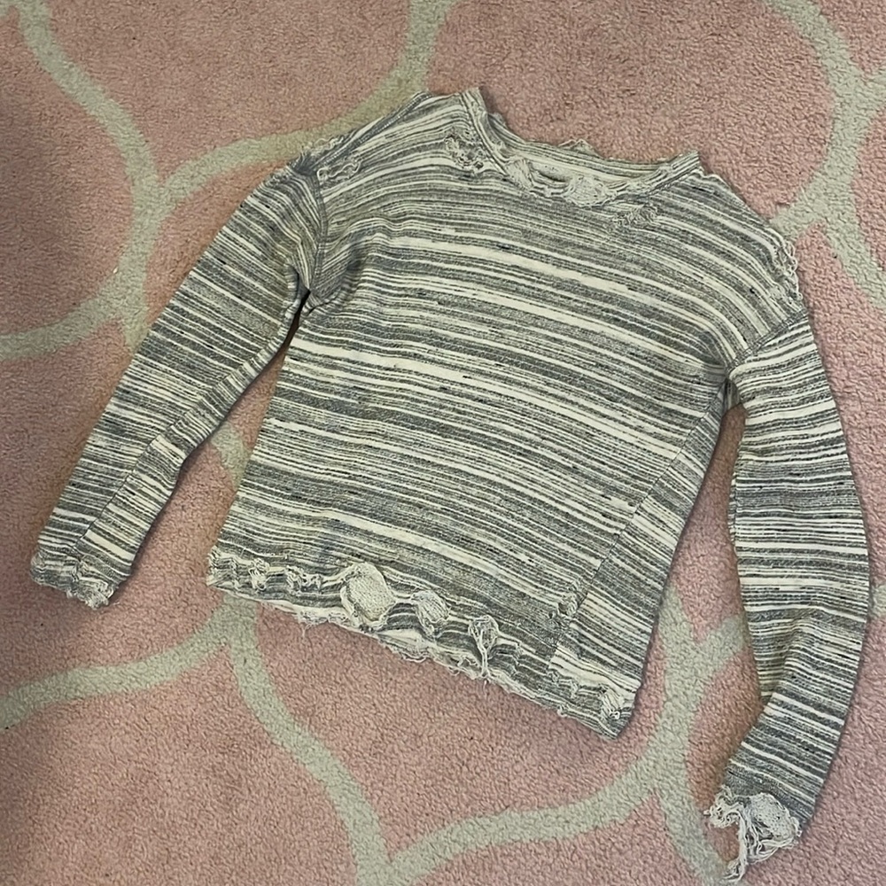 Mother xs grey distressed sweater